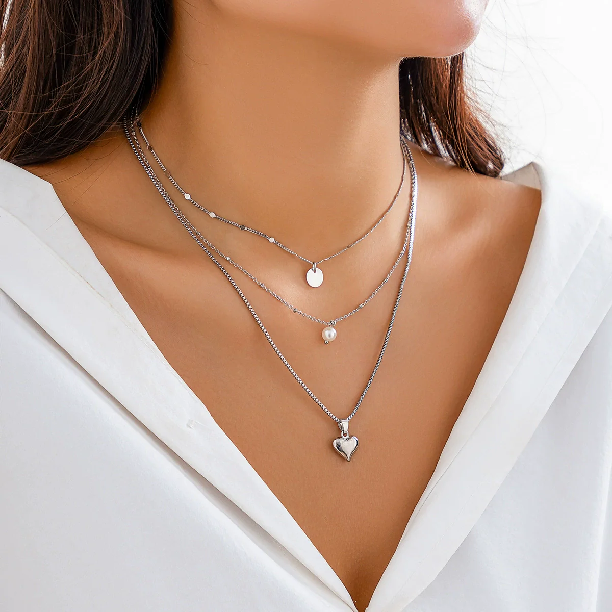 Imitation Pearl Butterfly Geometric Rhinestone Tassel Necklace With Electroplating For Women - Image 3