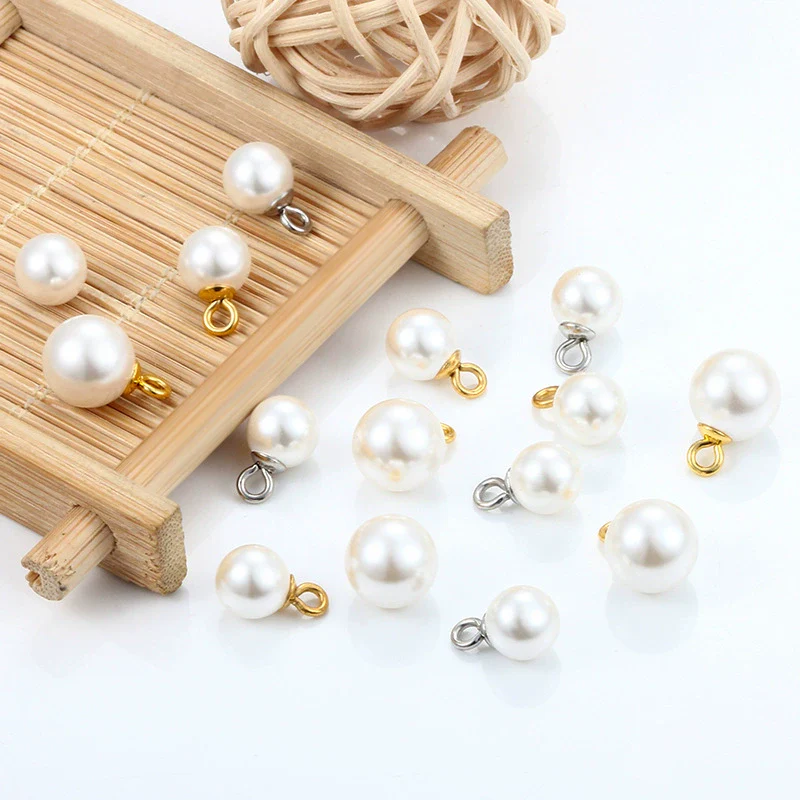 Imitation Pearl Jewelry Accessories Round Beads Stainless Steel Pendant Necklace Bracelet Earrings With Electroplating - Image 2