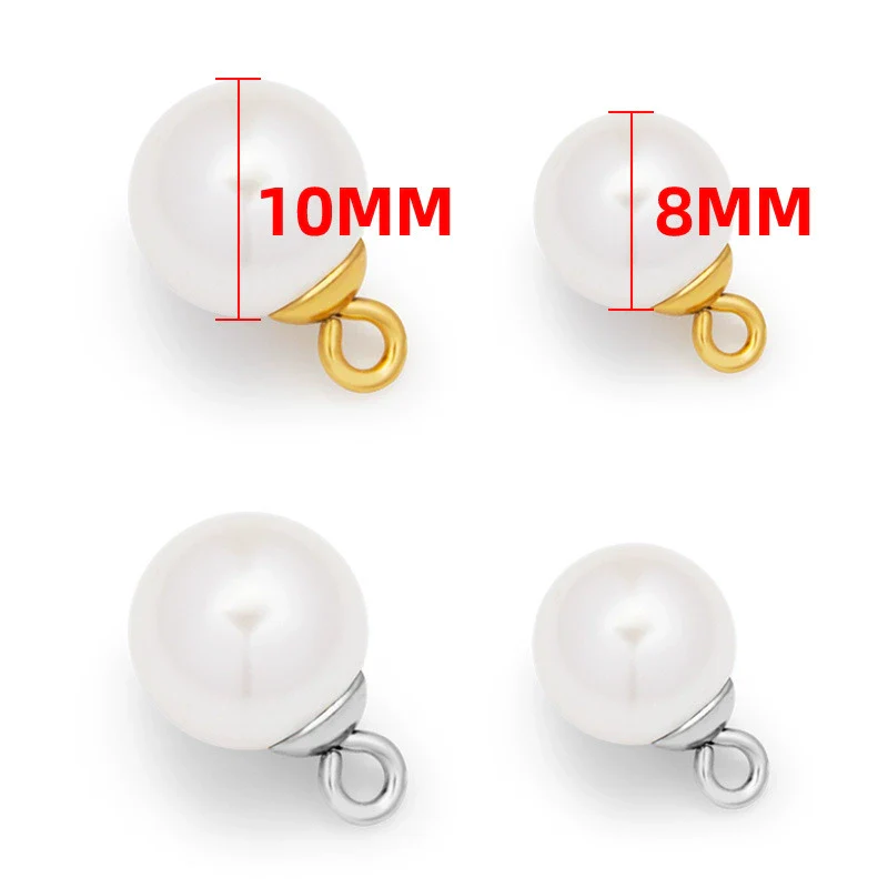 Imitation Pearl Jewelry Accessories Round Beads Stainless Steel Pendant Necklace Bracelet Earrings With Electroplating - Image 5