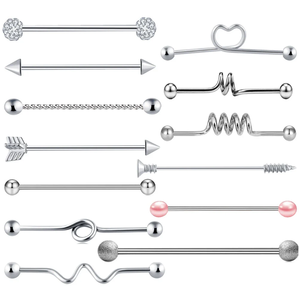 Industrial Barbell Crossbar Piercing Jewelry Stainless Steel Geometric Fruit Food Style - Image 5