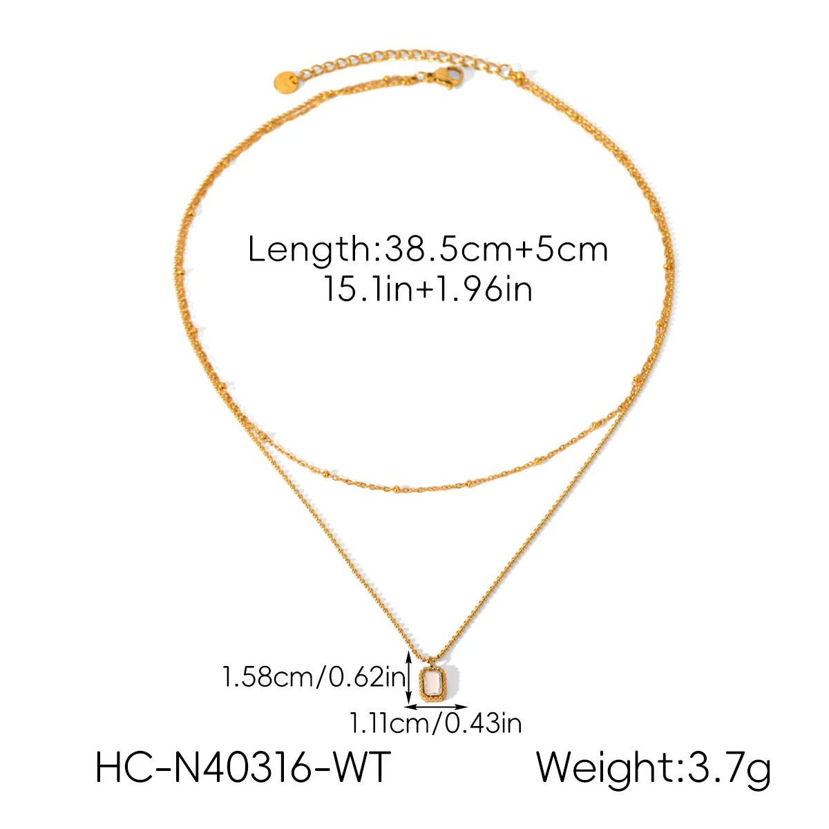 Ins Style Doublelayer Gold Plated Stainless Steel Necklace With Heart Bow Tie Star Geometric Shapes For Women - Image 8