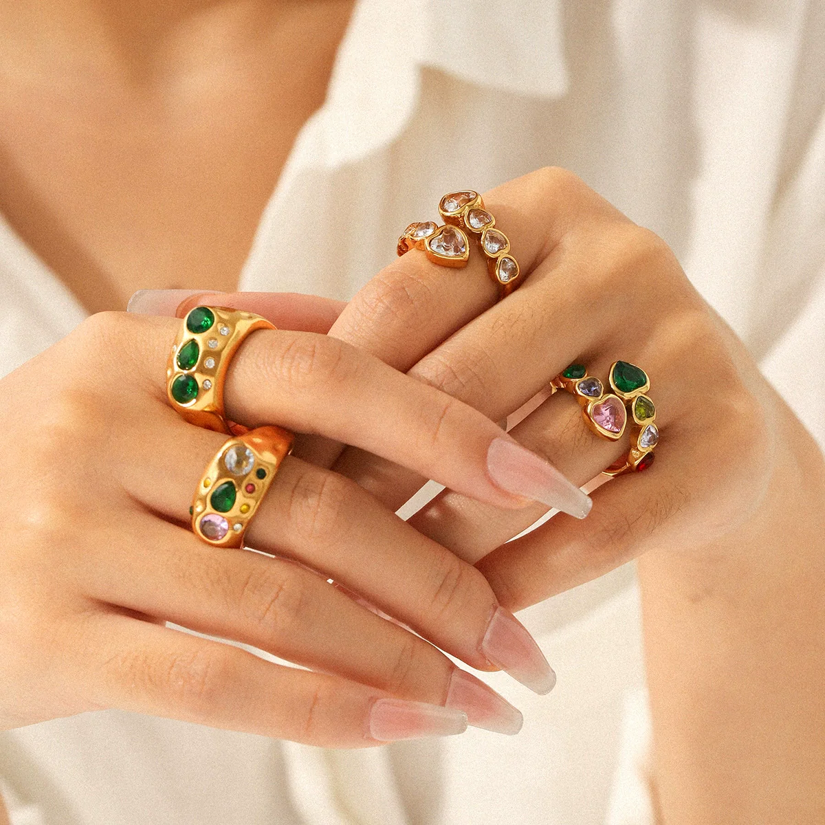 Ins Style Geometric Stainless Steel Women's Ring Inlaid With Zircon - Image 3