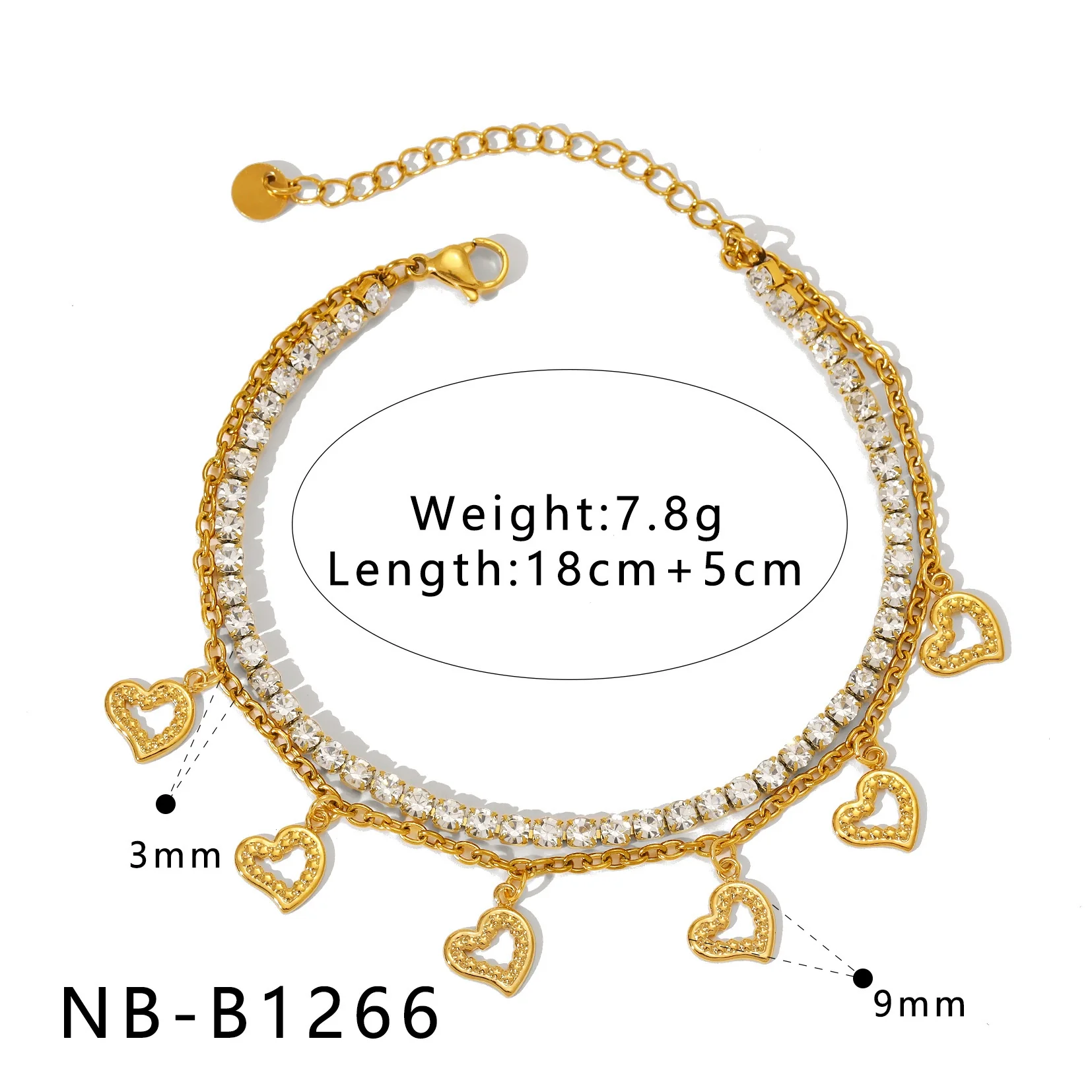 Ins Style Unique Design Simple Connection Gold Plated Stainless Steel Bracelet With Heart Shape And Geometric Shape For Women And Unisex - Image 6