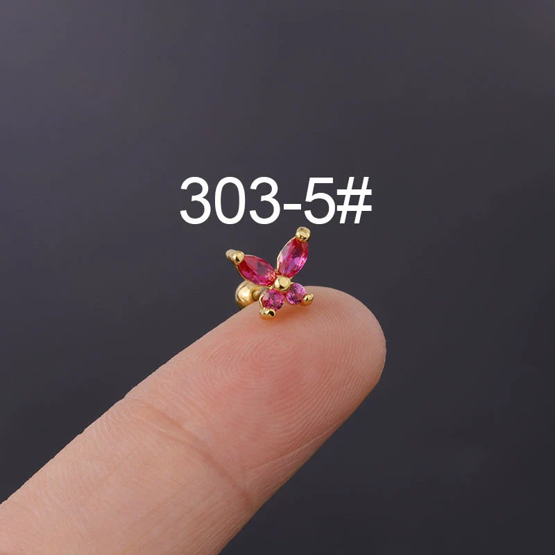 Insect Style Stainless Steel Electroplated Piercing Earrings With Butterfly Zircon - Image 10