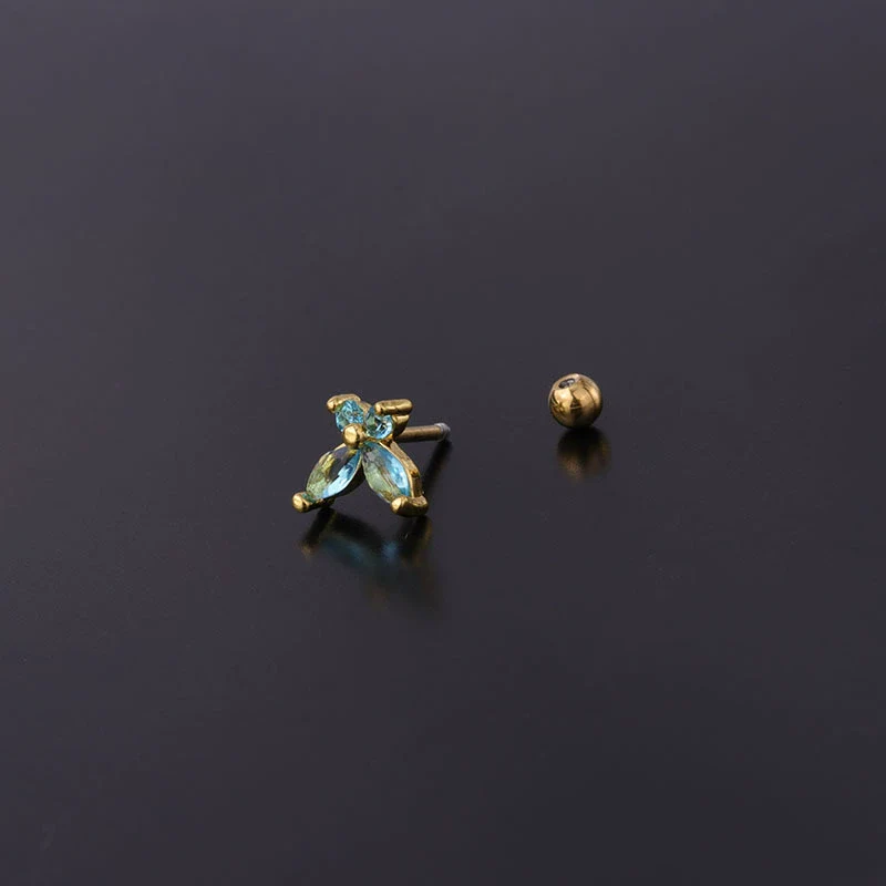 Insect Style Stainless Steel Electroplated Piercing Earrings With Butterfly Zircon - Image 4