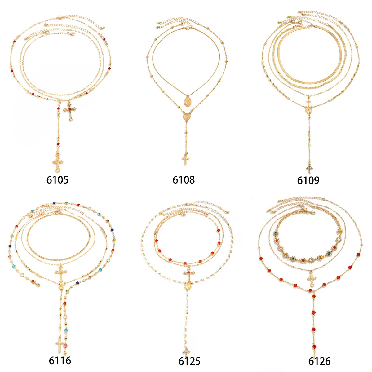 Jewelry 3Piece Set With Cross Frame Chain Necklace Copperclad Iron Copper Alloy Geometric Electroplating - Image 4