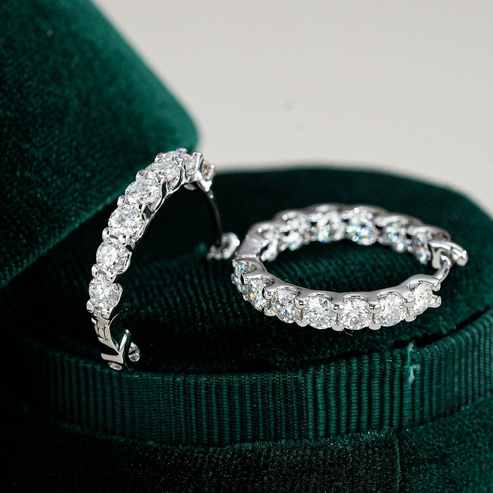 Jewelry 925 Silver Moissanite Earrings Fashion Geometric Style For Women - Image 2