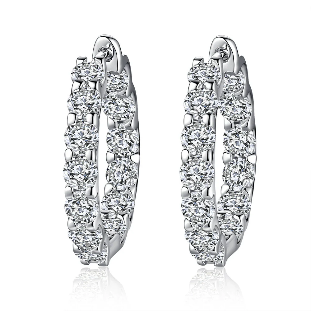Jewelry 925 Silver Moissanite Earrings Fashion Geometric Style For Women - Image 5