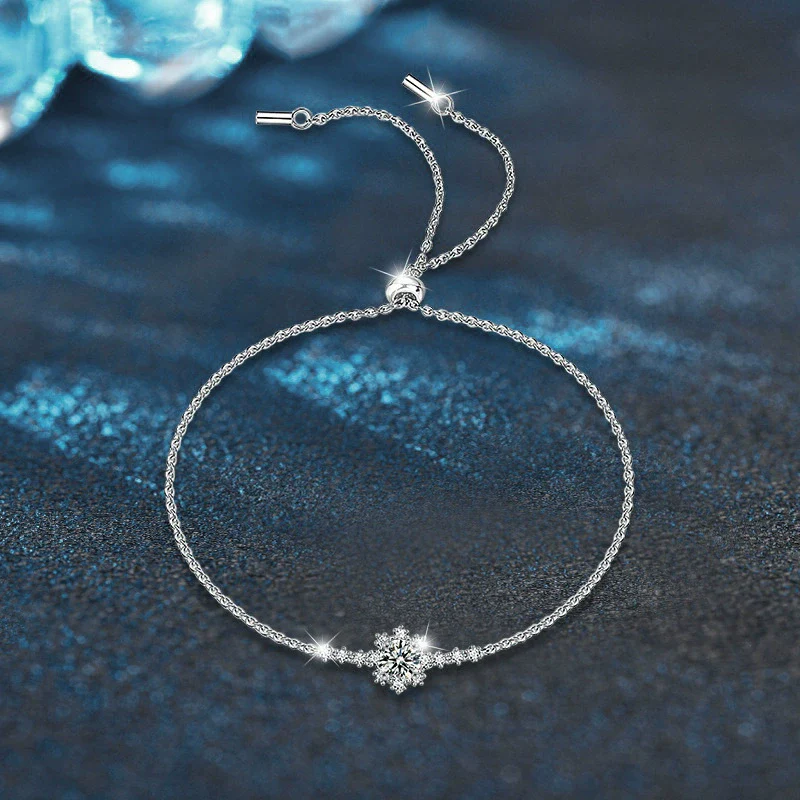 Jewelry 925 Sterling Silver Bracelet Geometric Moissanite Highend Women's Style - Image 2