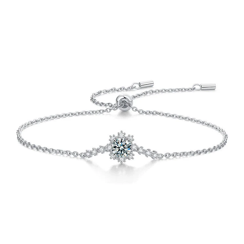 Jewelry 925 Sterling Silver Bracelet Geometric Moissanite Highend Women's Style - Image 4