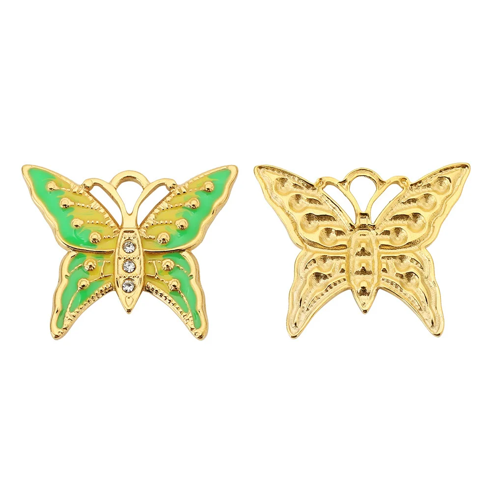 Jewelry Accessories Butterfly Pendant Dripping Oil Stainless Steel Love Pattern Diy Handmade Necklace Accessory - Image 5
