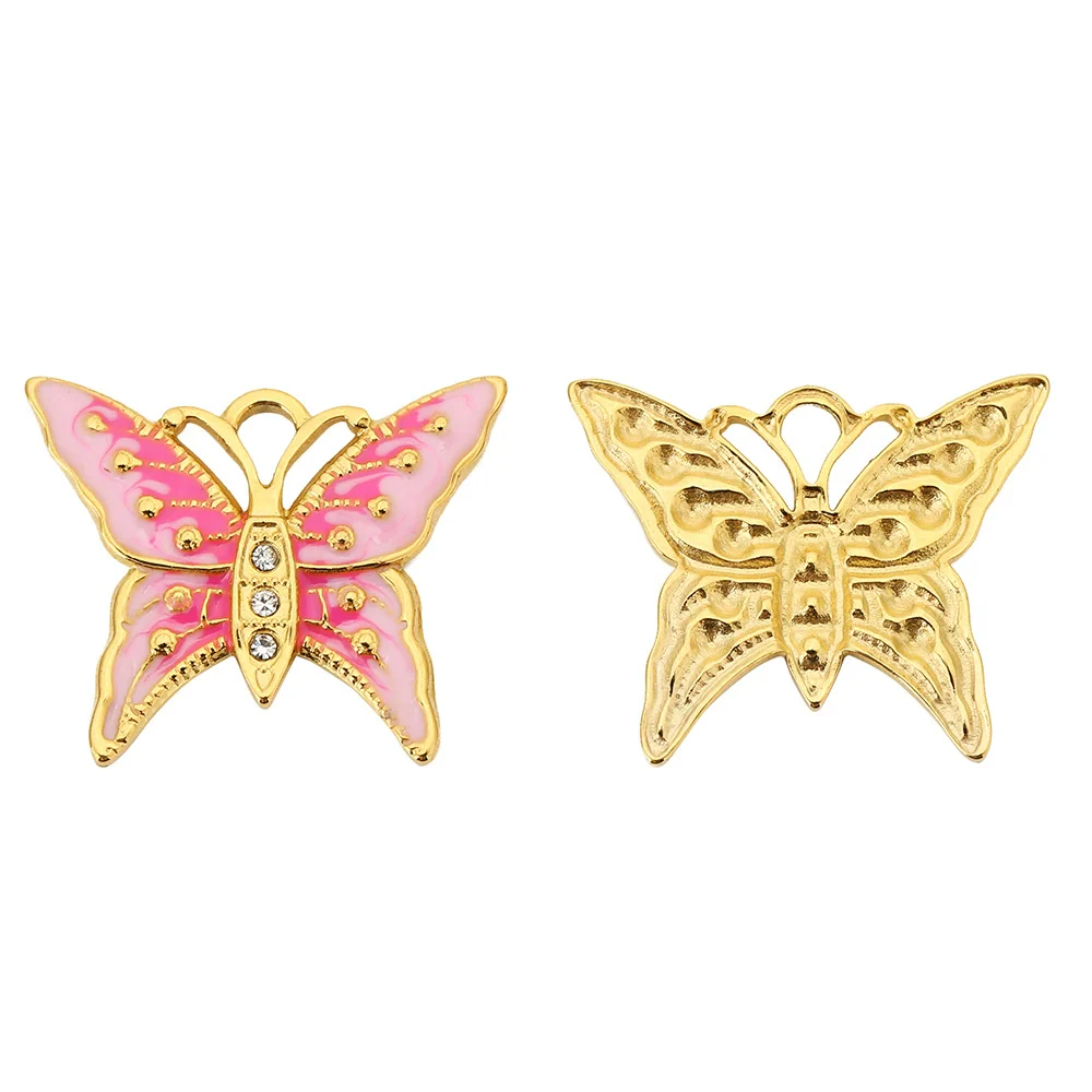 Jewelry Accessories Butterfly Pendant Dripping Oil Stainless Steel Love Pattern Diy Handmade Necklace Accessory - Image 8