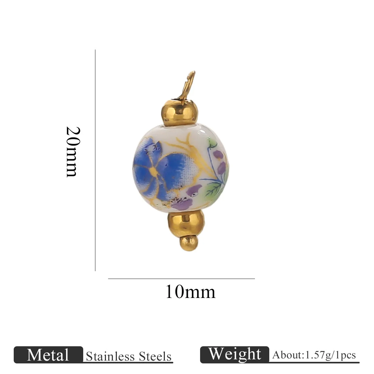 Jewelry Accessories Ceramic Pendant Stainless Steel Handmade Totem Curved Needle Earrings - Image 11