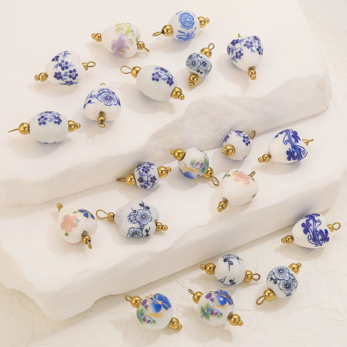 Jewelry Accessories Ceramic Pendant Stainless Steel Handmade Totem Curved Needle Earrings - Image 3
