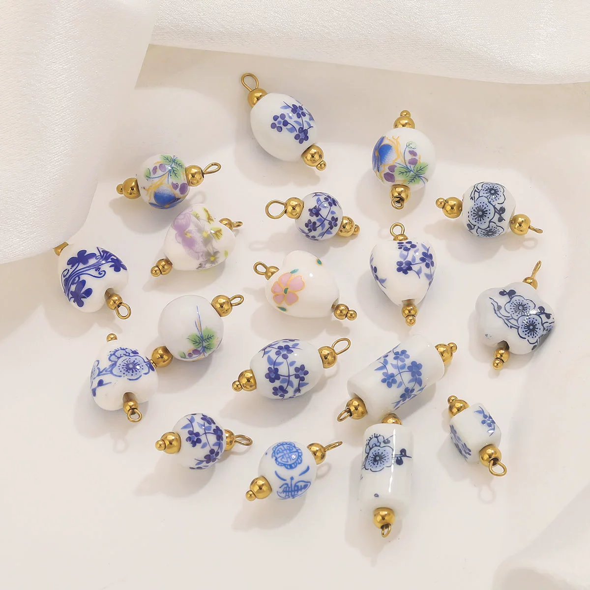 Jewelry Accessories Ceramic Pendant Stainless Steel Handmade Totem Curved Needle Earrings - Image 4
