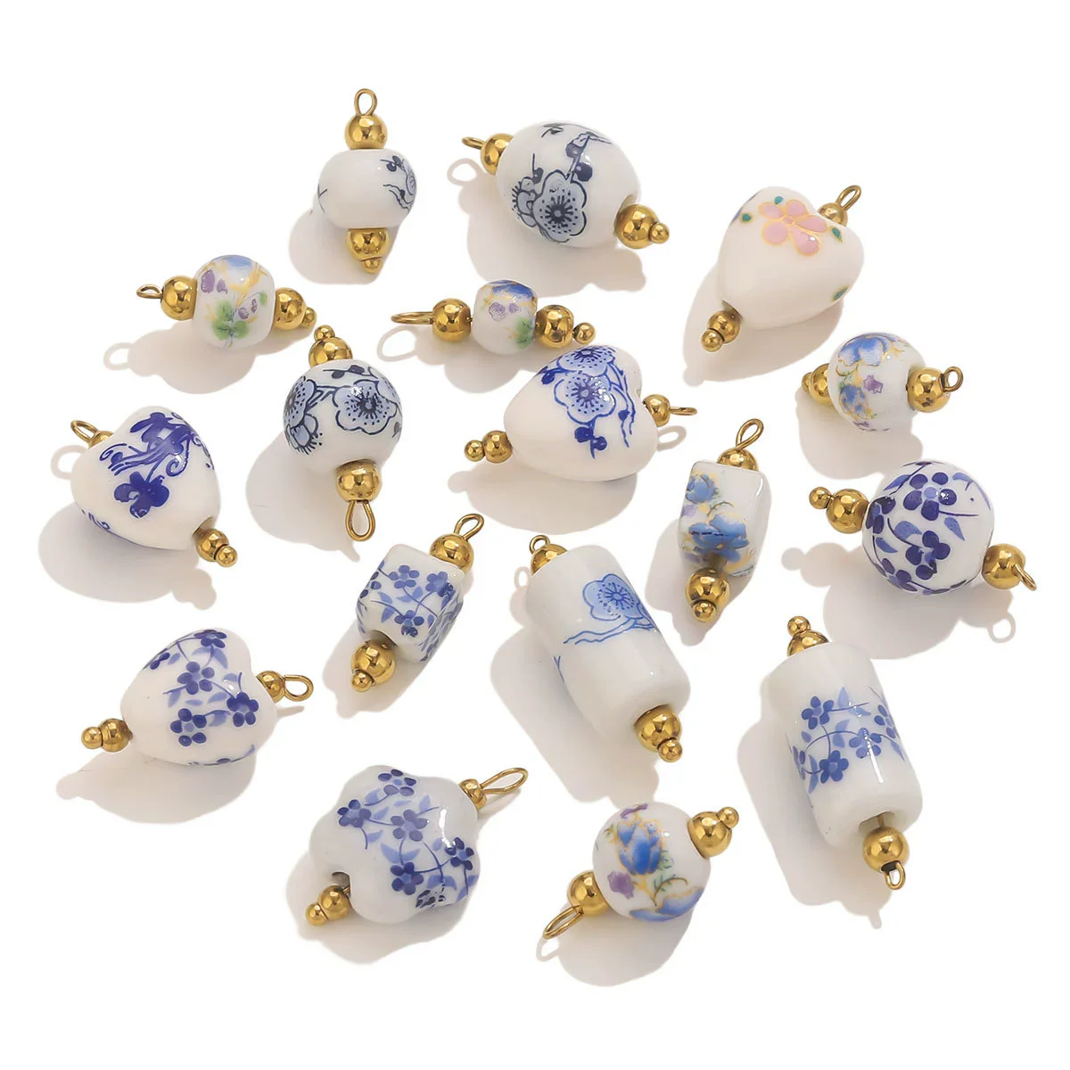 Jewelry Accessories Ceramic Pendant Stainless Steel Handmade Totem Curved Needle Earrings - Image 5