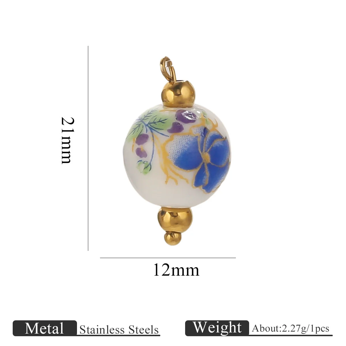Jewelry Accessories Ceramic Pendant Stainless Steel Handmade Totem Curved Needle Earrings - Image 8