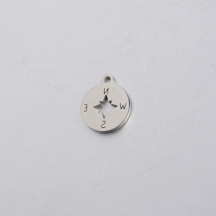 Jewelry Accessories Compass Pendant Stainless Steel Mirror Polished Round Hollow - Image 6