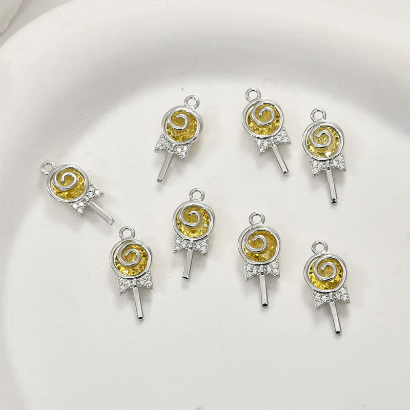 Jewelry Accessories Copper 14K Gold Color Plated Zircon Lollipop Pendant Electroplated - Image 9
