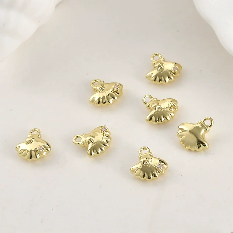 Jewelry Accessories Copper 14K Goldplated Oceanthemed Shell Starfish Coconut Tree Zircon Inlaid Diy Handmade - Image 6