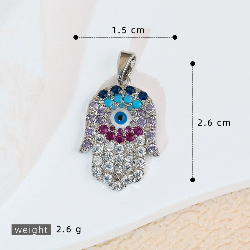Jewelry Accessories Copper Devil's Eye Palm Pendant Necklace Electroplating - Image 11