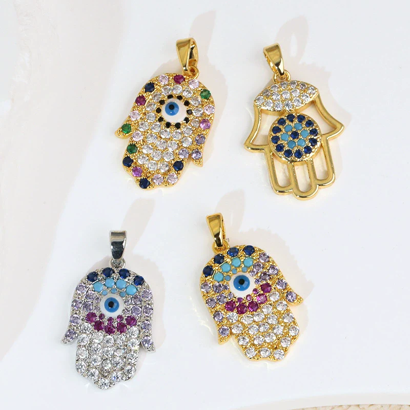 Jewelry Accessories Copper Devil's Eye Palm Pendant Necklace Electroplating - Image 3