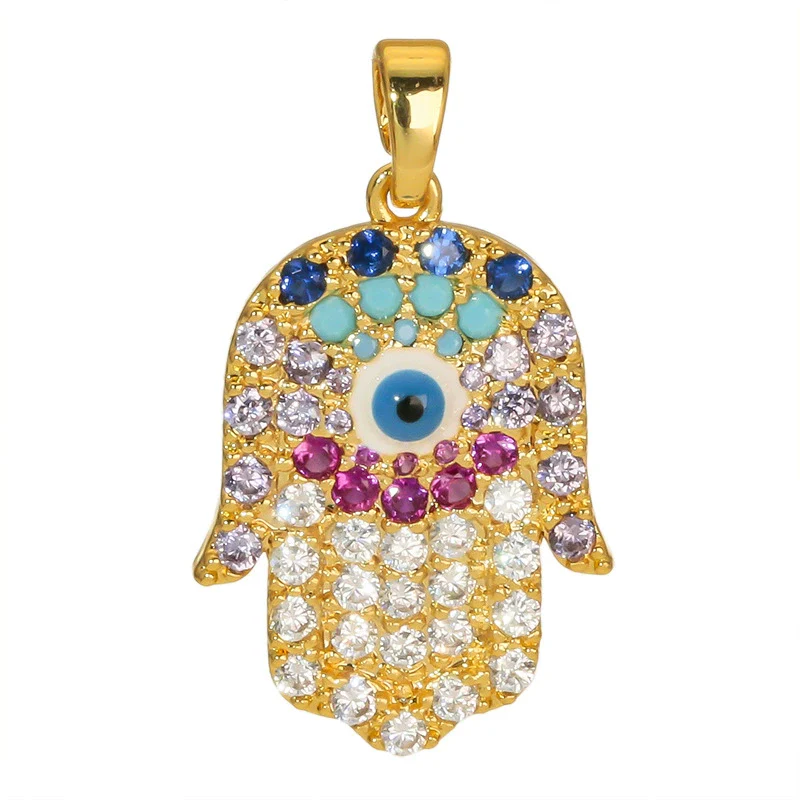 Jewelry Accessories Copper Devil's Eye Palm Pendant Necklace Electroplating - Image 5