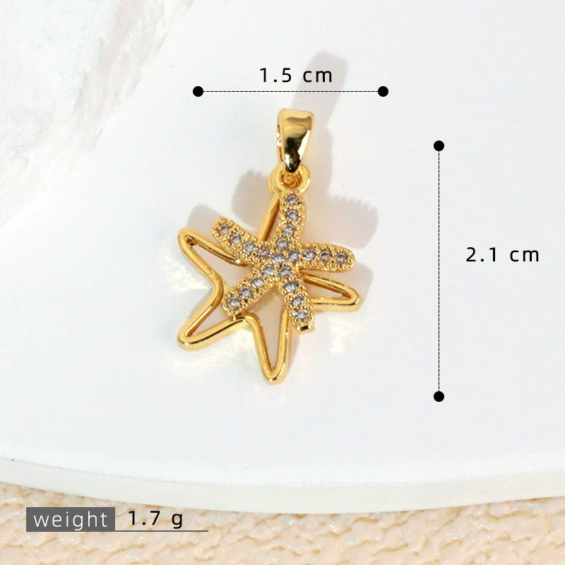 Jewelry Accessories Copper Electroplated Starfish Fivepointed Star Animal Style Necklace Pendant For Women - Image 9