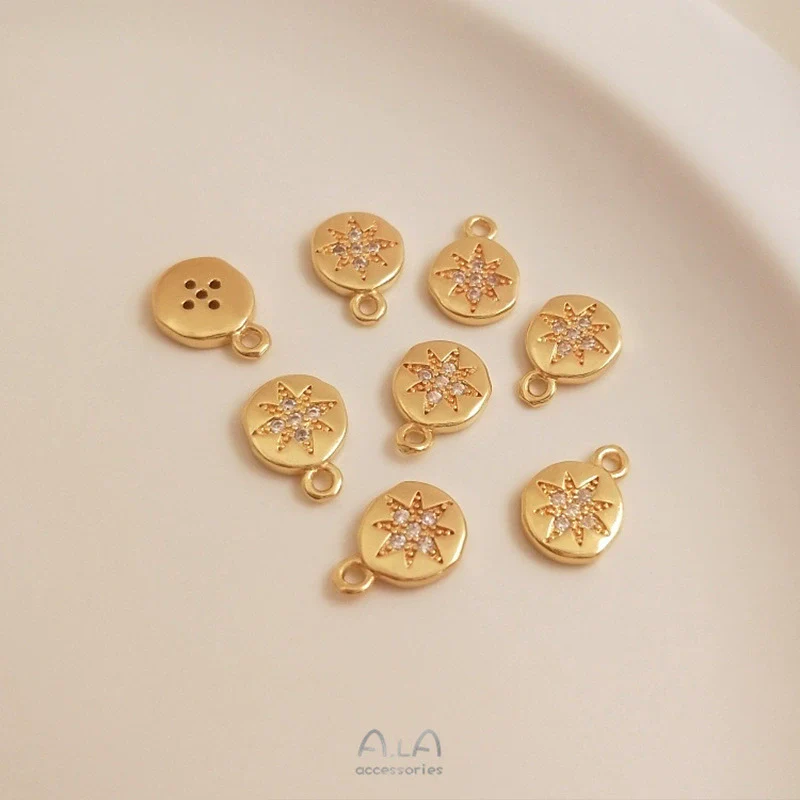 Jewelry Accessories Copper Pendant Handmade Inlaid Zircon With Hirback Pattern 14K Gold Plated - Image 4