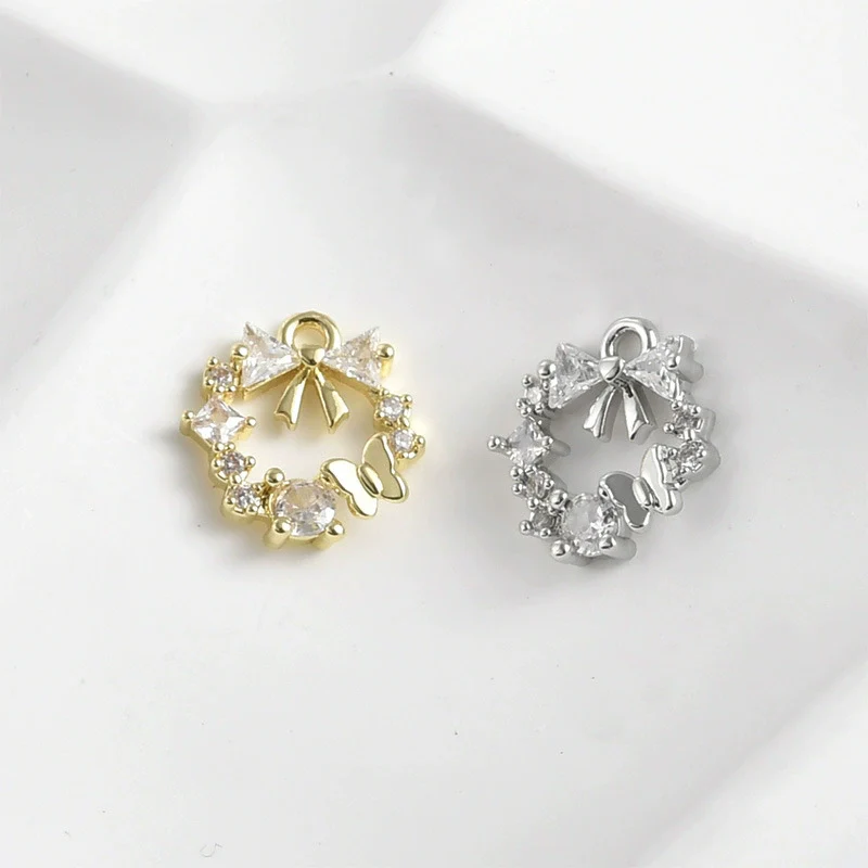 Jewelry Accessories Copper Sweet Bow Set Zircon Wreath Twisted Butterfly Love Pendant Electroplated - Image 4