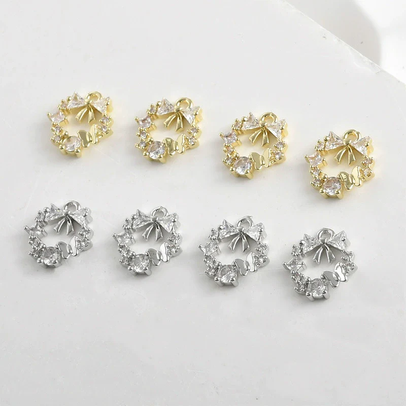Jewelry Accessories Copper Sweet Bow Set Zircon Wreath Twisted Butterfly Love Pendant Electroplated - Image 5