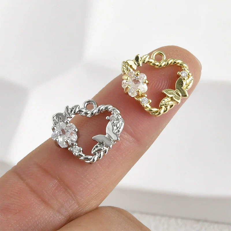 Jewelry Accessories Copper Sweet Bow Set Zircon Wreath Twisted Butterfly Love Pendant Electroplated - Image 9