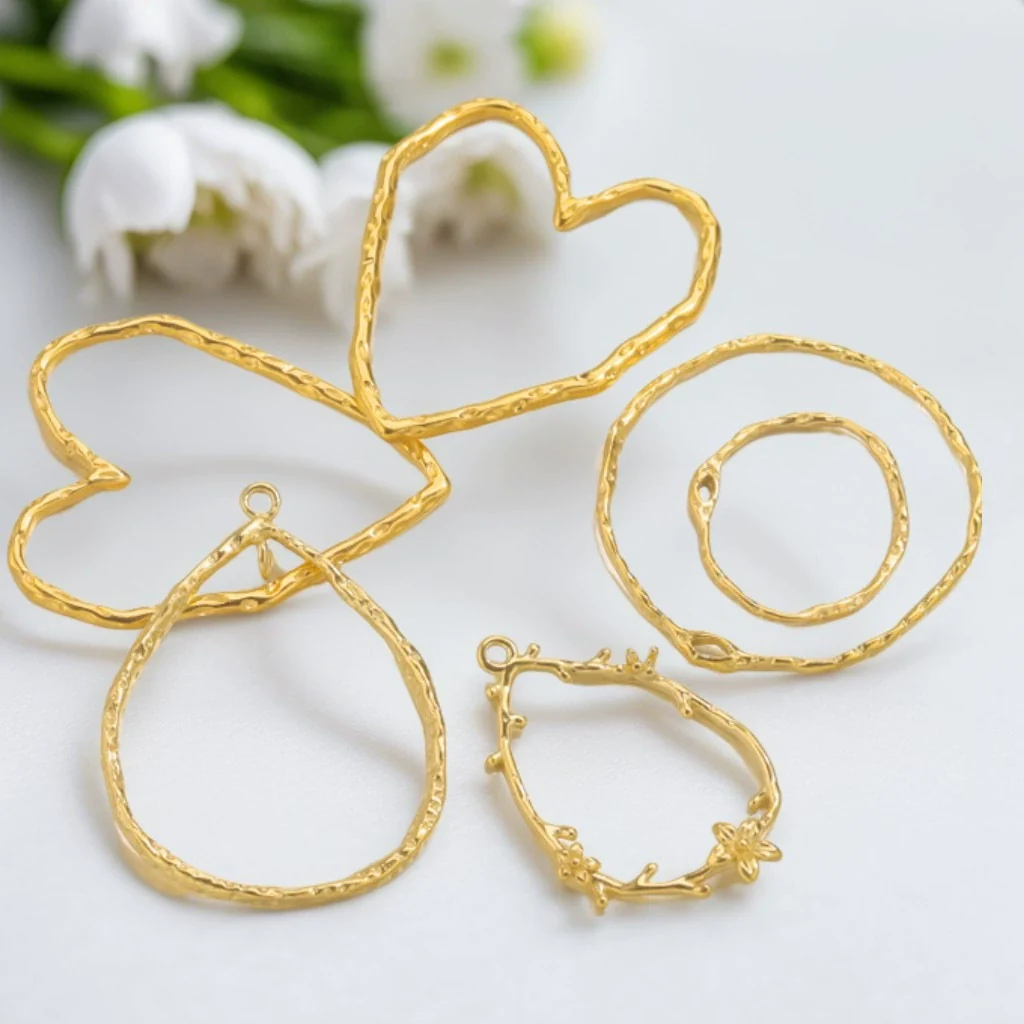 Jewelry Accessories Earrings Stainless Steel Geometric Hollow Frame Gold Electroplated Diy Handmade Pendant