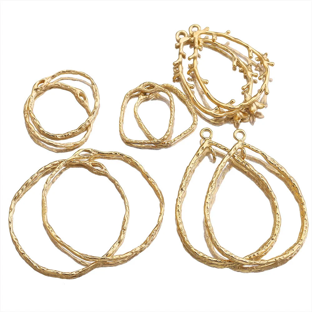 Jewelry Accessories Earrings Stainless Steel Geometric Hollow Frame Gold Electroplated Diy Handmade Pendant - Image 3