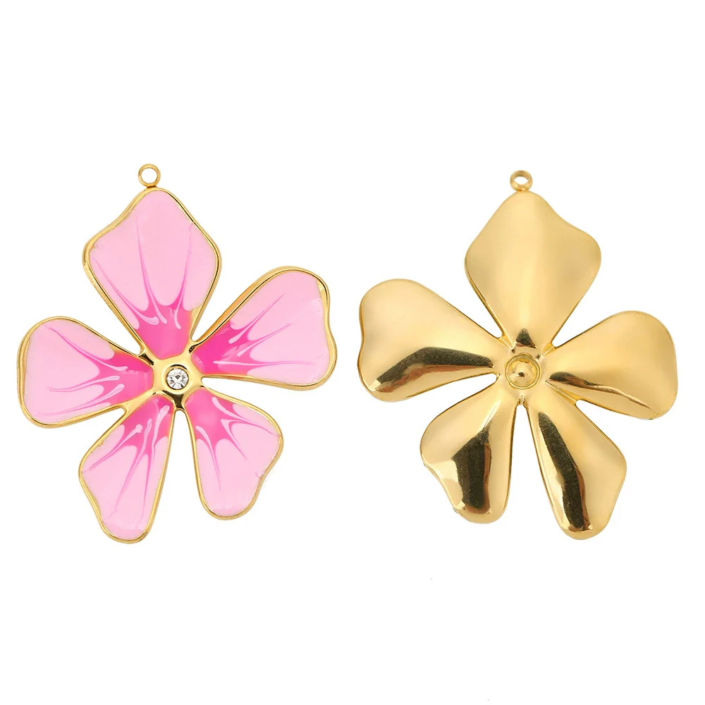 Jewelry Accessories Fivepetal Flower Dripping Oil Earrings And Pendant Necklace - Image 7