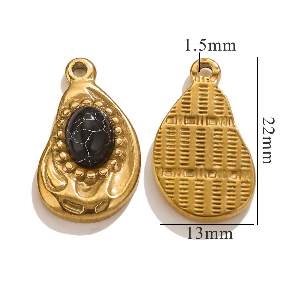 Jewelry Accessories Inlaid Natural Stone Malachite Stainless Steel Totem Teardrop Pendant Necklace Bracelet Earrings - Image 12