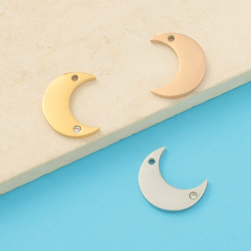 Jewelry Accessories Mirror Titanium Steel And Stainless Steel With Diamond Moon Fine Polishing Fashion Natural Bracelet Necklace Pendant - Image 2