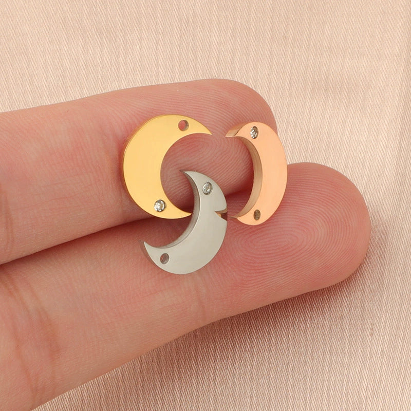 Jewelry Accessories Mirror Titanium Steel And Stainless Steel With Diamond Moon Fine Polishing Fashion Natural Bracelet Necklace Pendant - Image 4