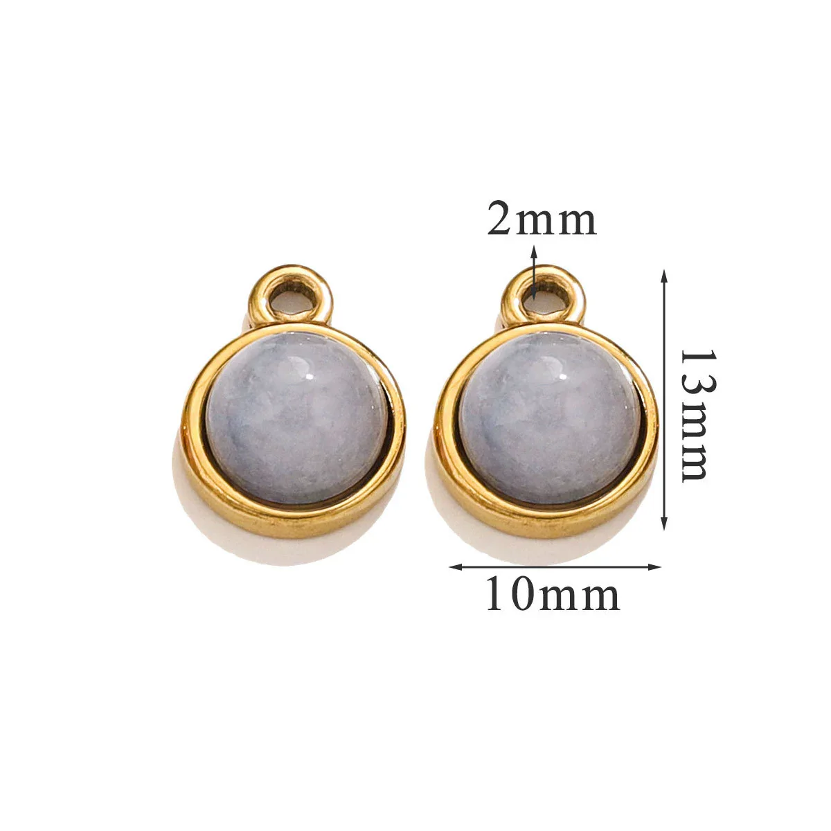 Jewelry Accessories Natural Stone Pendant Handmade With Stainless Steel And Electroplated 18K Gold In Oval Shape - Image 11