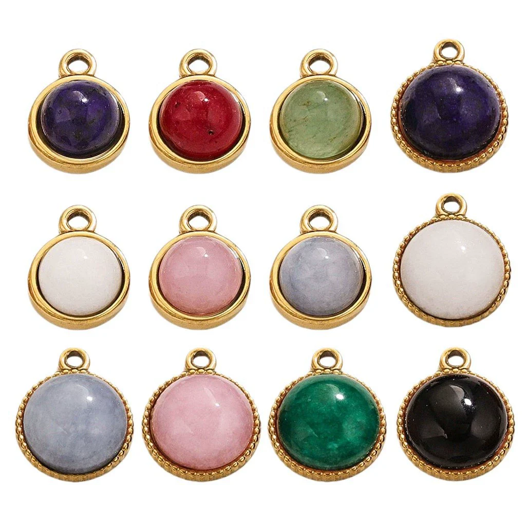 Jewelry Accessories Natural Stone Pendant Handmade With Stainless Steel And Electroplated 18K Gold In Oval Shape - Image 5