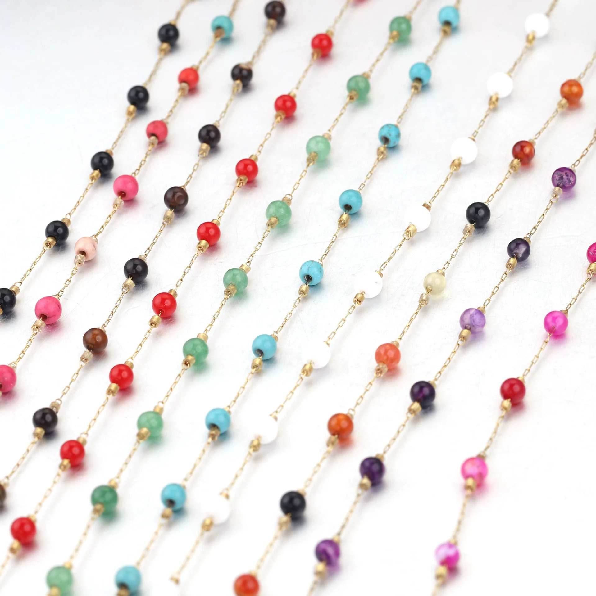 Jewelry Accessories Natural Stone Stainless Steel Chain With Vacuum Gold Plating Electroplating - Image 5