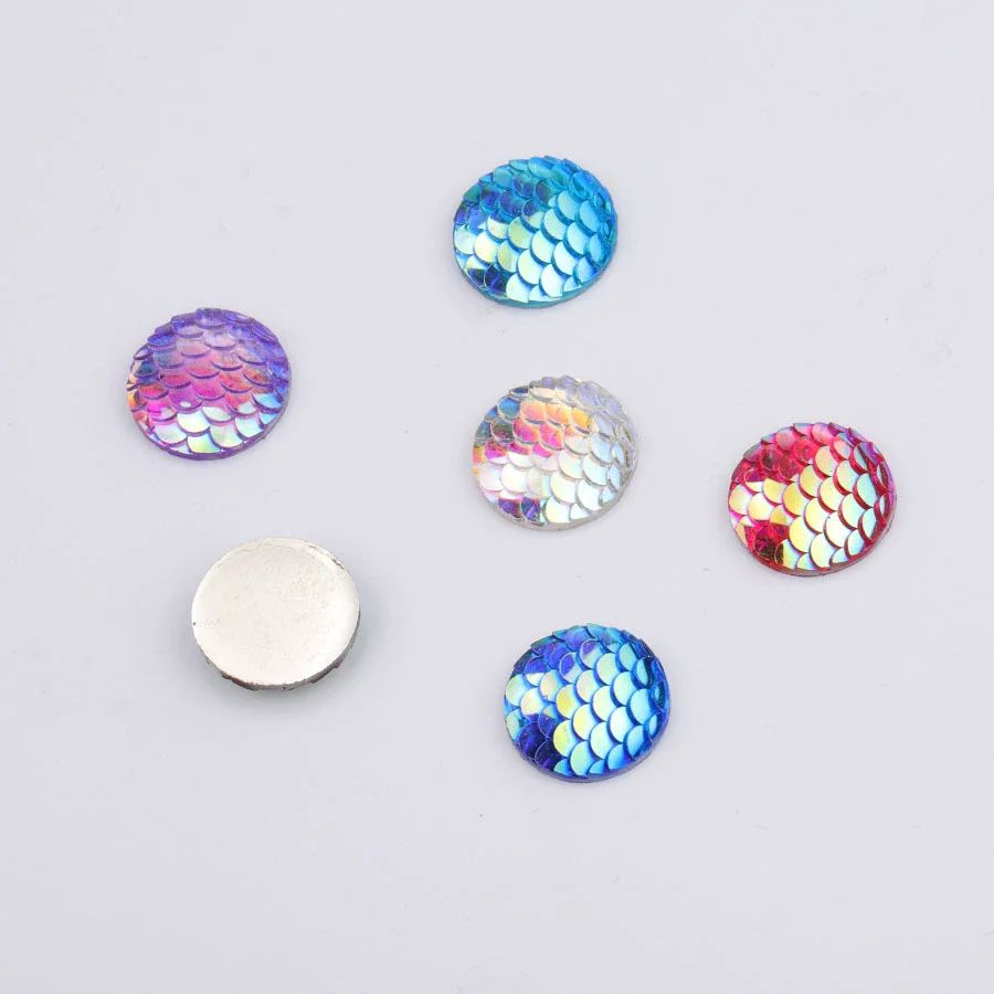 Jewelry Accessories Plastic Resin Geometric Fish Scale Round Drill Plated Ab Colored - Image 5