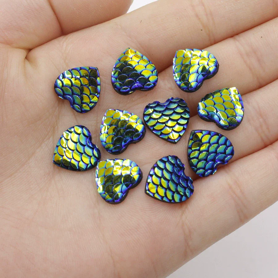 Jewelry Accessories Plastic Resin Heart Fish Scale Electroplated