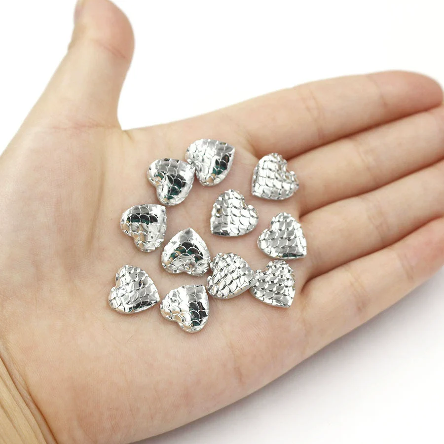 Jewelry Accessories Plastic Resin Heart Fish Scale Electroplated - Image 16