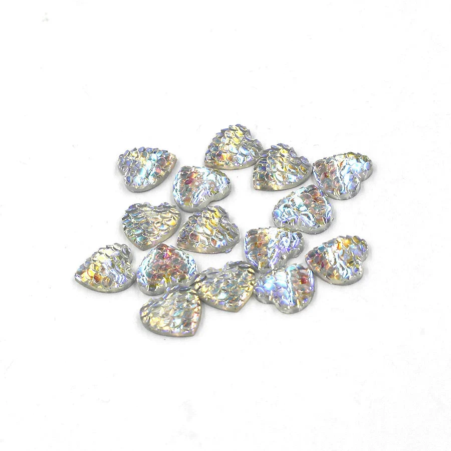 Jewelry Accessories Plastic Resin Heart Fish Scale Electroplated - Image 2