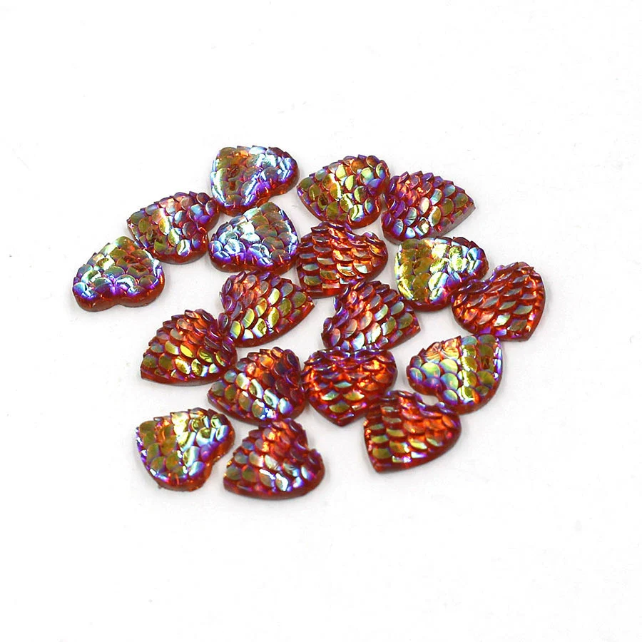 Jewelry Accessories Plastic Resin Heart Fish Scale Electroplated - Image 3