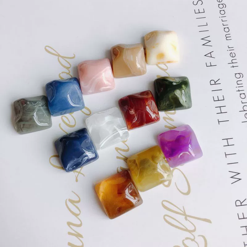 Jewelry Accessories Plastic Resin Square Geometric Smudged Ink Pattern - Image 3
