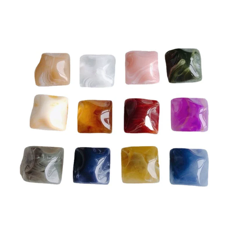 Jewelry Accessories Plastic Resin Square Geometric Smudged Ink Pattern - Image 4