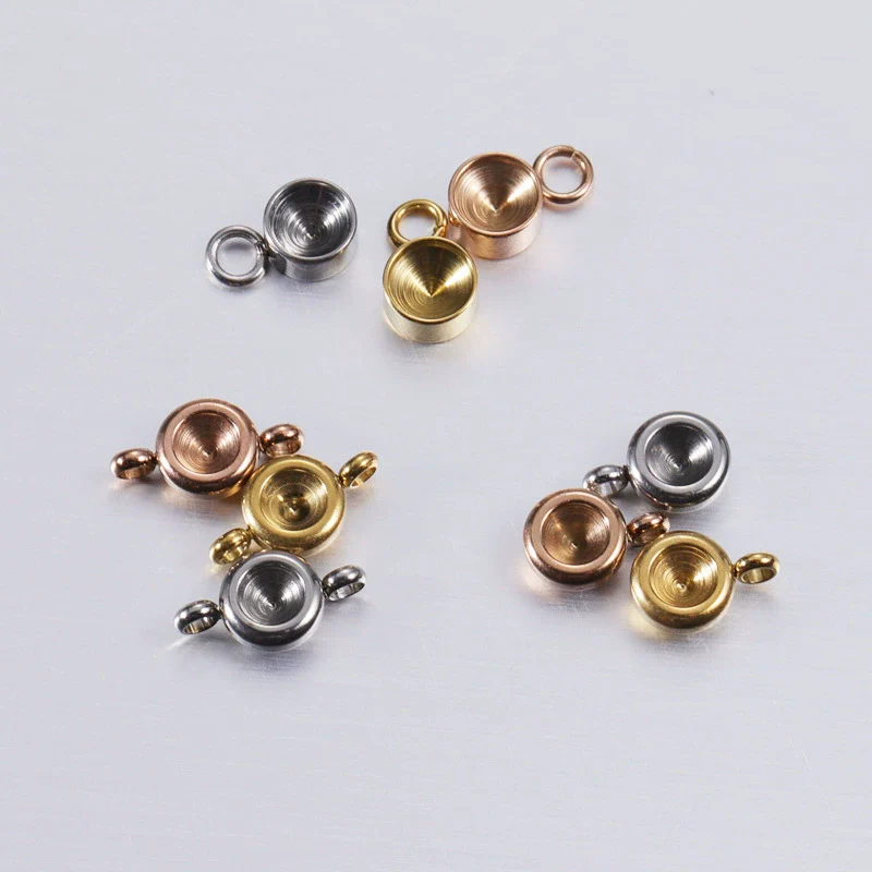 Jewelry Accessories Polished Round Base Stainless Steel Birth Stone Titanium Steel Electroplated