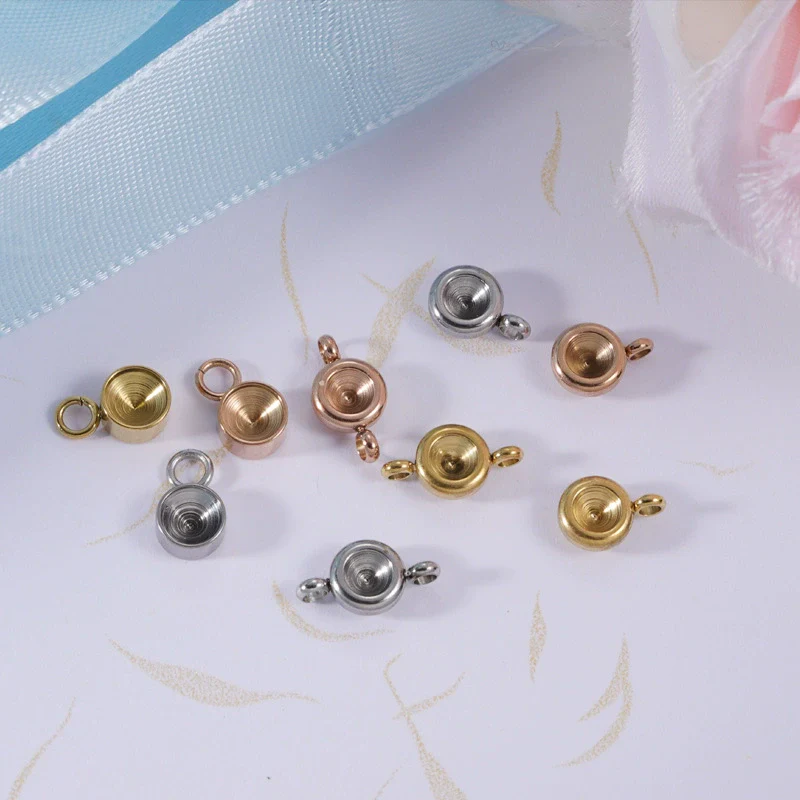 Jewelry Accessories Polished Round Base Stainless Steel Birth Stone Titanium Steel Electroplated - Image 2